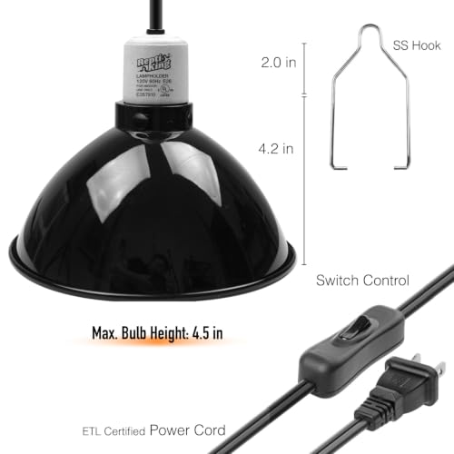 Reptile Light Fixture, 8.5'' Reptile Dome for Reptile Light/Heat Lamp/Ceramic Heat Emitter, 1-Pack 8.5 Inch Standard Light Dome - size: 8.5'' Standard Dome