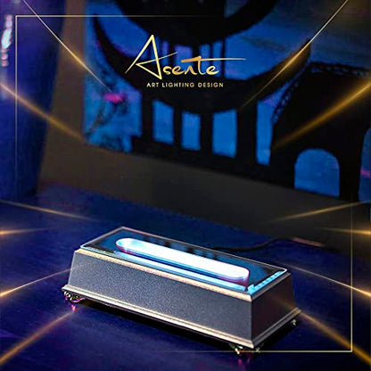 20 LED Lighted Base for Glass Art - Rectangular Satin Matte Black White Light Stand Base for 3D Art Glass, Room Decor and Gemstones and Crystals - AC/USB Adapter Powered (Black) - style: 20 LED