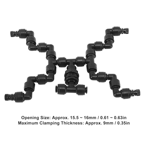 Mist Cooling System Nozzle, Adjustable 360 Degree Reptiles Greenhouse Rainforest Fogger, 4 Heads Misting Nozzle for Plants Pets with Uniform Spray Effect