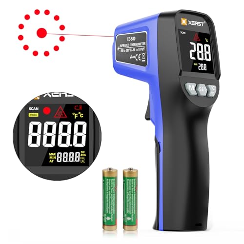 Infrared Thermometer Temperature Gun -58°F ~1076°F(-50~580℃), Digital Thermometer Temp Gun with Adjustable Emissivity & Max and Min Measure, Laser Temp Gun for Cooking, Pizza Oven, Grill & Engine