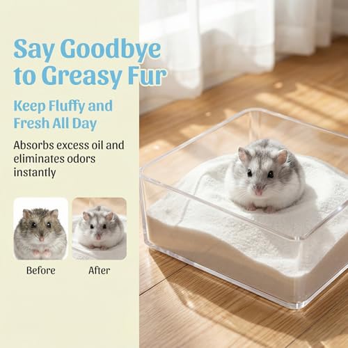 Sukh Hamster Sand Bath - White Fine Silica Sand, Hamster Hides & Cleaning | Dust Free Sand Bath for Hamster, Guinea Pig, Chinchilla, Gerbil, Syrian Mice, Small Pet Cage Bedding Accessories,14oz - size: 14 OZ