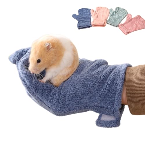 1 pc Hamster Glove Anti Bite Guinea Pig Handling Glove Bite Proof Rabbit Holding Glove Biting Protection Bath Wipe for Hedgehog Sugar Glider Gerbils Mice Rats Small Animals Parakeet (Blue) - color: blue