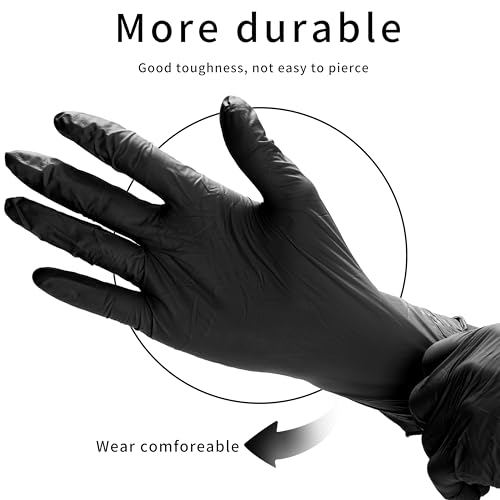 PEIPU Vinyl Disposable Gloves,Powder Free,Cleaning Service Gloves, Latex Free - color: Black Box of 100, size: Small
