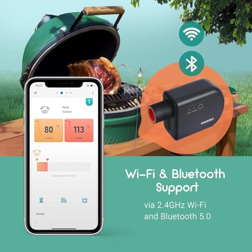 INKBIRD Wi-Fi and Bluetooth BBQ Automatic Smoker Fan Thermometer | Temperature Controller with 4 Probes for BGE, Kamado Joe, Primo, Ceramic Grills, 2 Size Adapters, Hard Carrying Cases