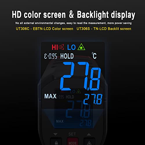 UNI-T Infrared ir high Temperature Thermal Gun for Cooking Automotive, -58°F~932°F Non Contact Thermometer Pyrometer for Pizza Oven Griddle Food Meat Surface Laser Temp Gun Gauge UT306C