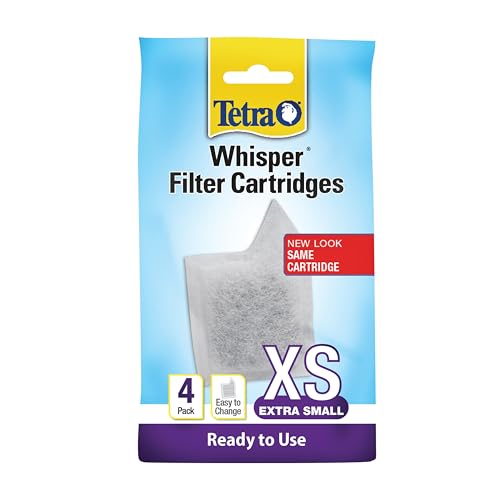 Tetra Whisper XS Filter Cartridges for Aquariums, 4 Count, Ready to Use, Fits Tetra Whisper Filters for Fish Tanks Up to 3 Gal - size: 4-Count