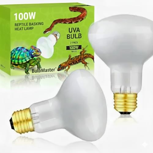 Reptile Heat Lamp Bulb 100 Watts UVA Basking Light for Reptiles and Amphibian, Basking Light for Bearded Dragon, UVA Reptile Light Bulb E26 Base 2 Pack - style: 100WR25-WHITE-2PK