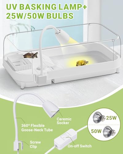 Moonorange Large Turtle Tank Kit, Turtle Tank Starter Kit with Multi-Function Areas - color: White (Large Kit)