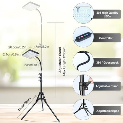 25 Watt Grow Light with Stand, Enough Bright, NO Need Adapter, 4/8/12/16/20H 5-Mode Timer, Natural Sunlight Full Spectrum Plant Growing Lamps for Tall Houseplants & Bonsai Tree - size: 1Head Stand(25W)