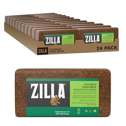 Zilla Coconut Husk Brick 24 Count, Organic Bedding for Reptiles, Made with 100% Coconut Fiber, Ideal for Tropical Habitats and Egg Incubation - size: 24 Count