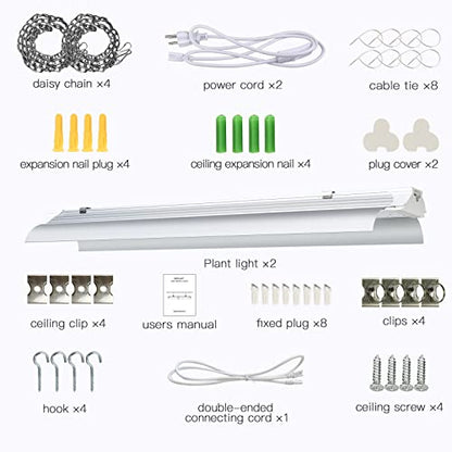 SZHLUX LED Grow Light 2FT Full Spectrum 2 Pack 80W (2×40W, 600W Equivalent) Sunlight Plant Light for Indoor Plants, Super Bright Grow Light Strips, Linkable Growing Light Fixture - size: 2ft