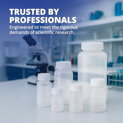 United Scientific™ Polypropylene Sample Bottles with Lids, 500ml, 144-Pack | 16 oz Bottles with Lids, BPA-Free, RoHS Compliant, Leakproof Seal Ring, -40°C to 121°C Range, Wide Mouth Reagent Bottle - size: 16 oz (Pack of 144)