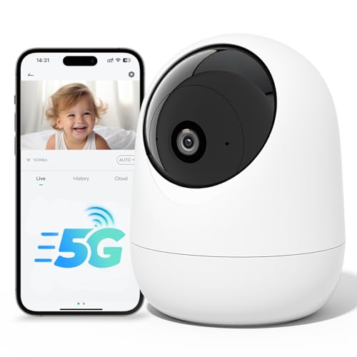 Rraycom 2.5K Indoor Security Camera, 5G/2.4G WiFi, Pet & Baby Monitor | 360° PTZ, Motion Detection & Tracking,Human/Motion/Sound Detection,2-Way Talk, Night Vision, Works/Alexa,SD/Cloud - size: 1Pack