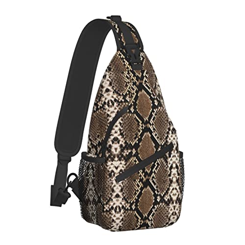 Snake Skin Sling Bag Animal Crossbody Chest Daypack Casual Backpack Women Shoulder Bag For Travel Picnic - color: Snake 03
