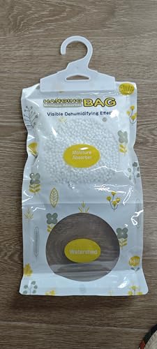 Vacplus Moisture Absorber, 5Pack Hanging, Strong Absorption, Unscented | Closet, Enclosed Spaces, Bathroom, Odor Eliminator, Dehumidifier Bags, 9.8 OZ - size: 5 pack