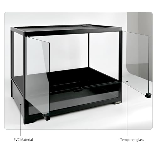 23 Gallon Reptile Terrarium Glass Tank 24"*18"*12.6" Knock-Down Cage Enclosure with Double Front Openning Door and Top Screen Ventilation for Bearded Dragon,Tortoise,Gecko,Lizards,Snake