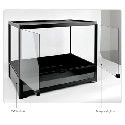 23 Gallon Reptile Terrarium Glass Tank 24"*18"*12.6" Knock-Down Cage Enclosure with Double Front Openning Door and Top Screen Ventilation for Bearded Dragon,Tortoise,Gecko,Lizards,Snake