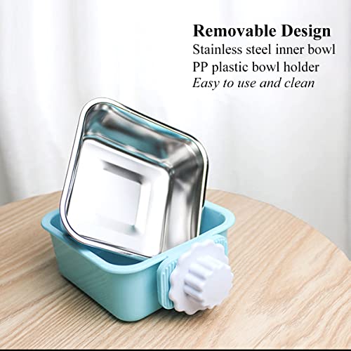Dog Crate Bowl, Hanging Stainless Steel Removable Pet Crate Water & Food Bowls, Pet Cage Feeder Container Coop Cup for Cat Puppy Birds Rats Guinea Pigs Rabbit Hamster (2PCS) - color: Pink/Blue