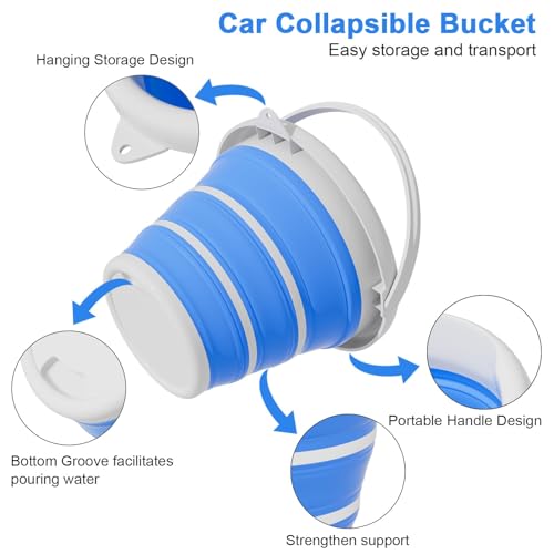 GOLDFOX Collapsible Bucket-10L (2.6 Gallon) Bucket for Cleaning with Handle-Folding Foldable Portable Plastic Water Supplies,Collapsible Bucket for Car Wash Camping Garden - Blue - color: Blue
