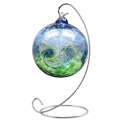 Abom 1 Pack 8in Single Ornament Display Stand, Air Plant Holder, Terrariums Hanger, Silver Iron Hanging Hook for Christmas Halloween Decoration, Glass Crystal Witch Ball, Home Wedding, Party Decor (1pcs)