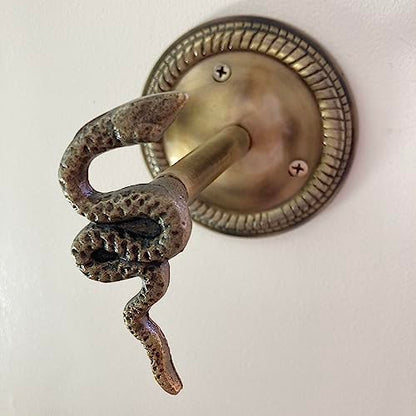 Animal Hook, Curtain Hold Back, Tie Back, Jewellery Hook, Antique Brass, Iron (Snake) - style: Snake