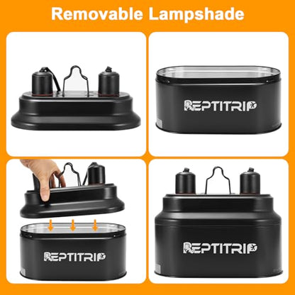 Dual Reptile Light Fixture with Switches, Reptile Heat Lamp Fixture, Reptiles Terrarium UVB Bulb Fixture for Bearded Dragon, Max 160W Each (Bulb Not Included) - size: Heat Lamp+switches
