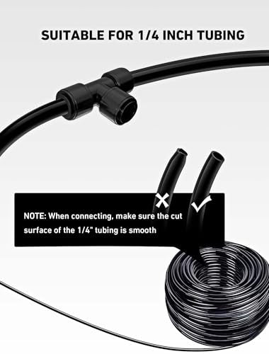 EVOULTES 16 Pack 1/4" Drip Irrigation Tee Fittings, Quick Connect | 16 Pack Tee Connectors, Fits 1/4" Irrigation Tubing, Leak Resistant Seal, Quick Push Installation, Durable Garden Use - size: 16PCS Tee Connectors