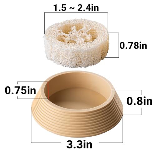 Dubia Roach Water Dish with 3 Luffa Inserts – Feeder Bowl for Dubia Roaches Live, Isopods, Springtails, Crickets & Other Feeder Insects – Reptile Supplies for Terrariums and Enclosures
