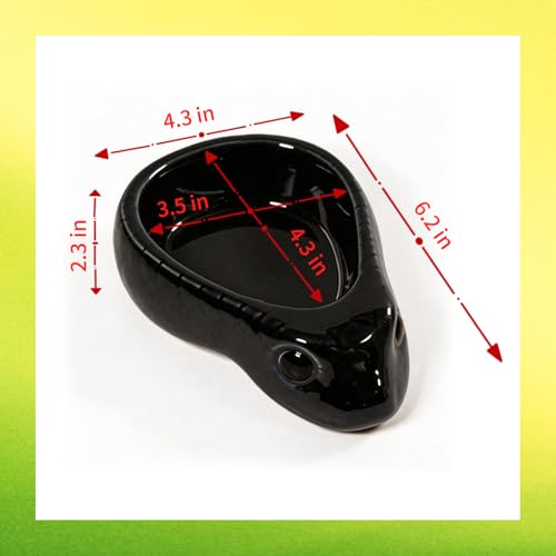 Reptile Water Dish, Ceramic Snake Water Bowl for Snake, Leopard Gecko, Bearded Dragon and Lizard, Reptile Bathing Pool Food Feeding Dish, Terrarium Tank Accessories (Black) - color: Black