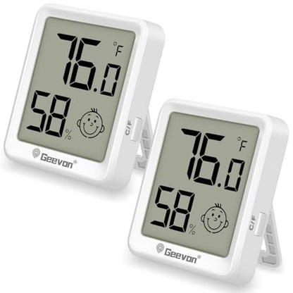 Geevon 2 Pack Mini Digital Hygrometer Gauge Indoor Thermometer – LCD Monitor Temperature with Comfort Index,Outdoor Humidity Meter for Home House Office Garden and Cellar - size: 2 pack, style: Modern