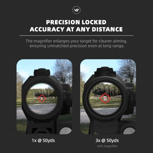 Vector Optics Scrapper Multi-Reticle Red Dot Sight & 3X Magnifier Combo Set | 2 MOA DOT & 34 MOA Circle | with 1-piece Flip-to-Side Picatinny Mount for Both LH & RH, 2.26 Inch Center Height, IP67 - size: 1x25 mm