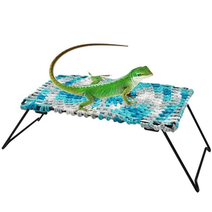 kathson Bearded Dragon Hammock Bed,Lizard Lounger for Rest Reptiles Pet Toy Reptile Hammock with Stand Climbing Accessories for Habitats Small Leopard Gecko Snake Chameleon
