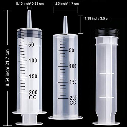 Frienda 4 Packs Syringes Without Needles,200 Ml | Large Plastic Measuring Tools for Food, Horse Care, Lab Dispensing, Graduated Markings, Reusable Multipurpose Applicators - size: 200 ml