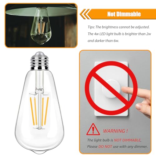 winsaLED LED Light Bulb 40 Watt Equivalent, 2700K 4W ST19, Non-Dim, 12 Pack | Soft Warm White LED Edison Bulbs, 450LM, E26 Medium Base, High CRI 90+ - color: 2700k-soft White