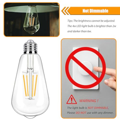 winsaLED LED Light Bulb 40 Watt Equivalent, 2700K 4W ST19, Non-Dim, 12 Pack | Soft Warm White LED Edison Bulbs, 450LM, E26 Medium Base, High CRI 90+ - color: 2700k-soft White