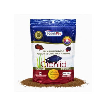 Northfin Cichlid Fish Food, Slow-Sinking Pellets, 1mm, 500g | Cichlid Formula; slow-sinking pellets for carnivorous & omnivorous cichlids; whole Antarctic krill meal; crafted in Canada - size: Net Wt: 500g, style: 1mm