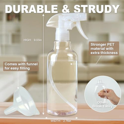 Plastic Spray Bottles (2-Pack, 16.9 Oz) Heavy Duty Spraying, Mist & Stream | Professional Empty Water Sprayer for Cleaning Solutions, Essential Oils, Hair, Plants, BBQ, Dog Cat Behavior Correction - style: Clear, 2-Pack