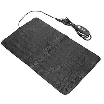 SUNGOOYUE Reptile Heating Pad, PU Leather Tank Warmer Heat Mat with 3 Level Temperature Adjustment, USB Anti Scratch Design, 7.5W 8.5W for Tortoise Lizard (Large) - size: Large