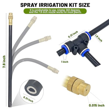 Thiswing 360° Adjustable Drip Irrigation System with 16 Nozzles | 50 FT Automatic Watering System, Raised Bed Sprinkler, Misters for Garden, Yard, Lawn and Outdoor Plants, 5/16" Tubing - size: 50FT