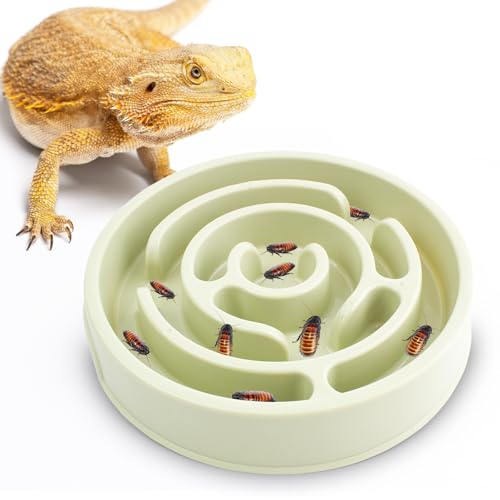 Bearded Dragon Maze Bowls Puzzle, Bearded Dragon Feeding Dish Food Bowl, Reptile Feeding Dish to Slow Down Eating, Worm Dubia Cricket Anti-Escape Food Bowl