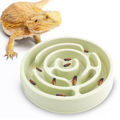 Bearded Dragon Maze Bowls Puzzle, Bearded Dragon Feeding Dish Food Bowl, Reptile Feeding Dish to Slow Down Eating, Worm Dubia Cricket Anti-Escape Food Bowl