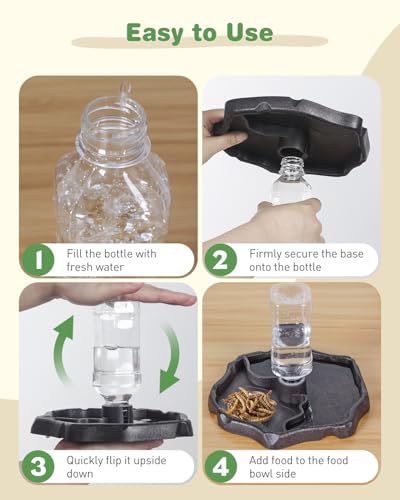 Pawfly Automatic Reptile Water Feeder, Tortoise Water Bottle, Turtle Food and Water Bowl, Water Dispenser for Snake Bearded Dragon Lizard and Chameleon