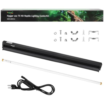 T5 UVB Reptile Light Fixture HO UVB Bulb Lighting Combo Kit, 10.0 UVB Light for Reptiles Terrarium Hood with 39W Reptile Light Bar UVA UVB Desert Lamp for Bearded Dragon Turtle Tank, 34Inch - size: T5-34Inch