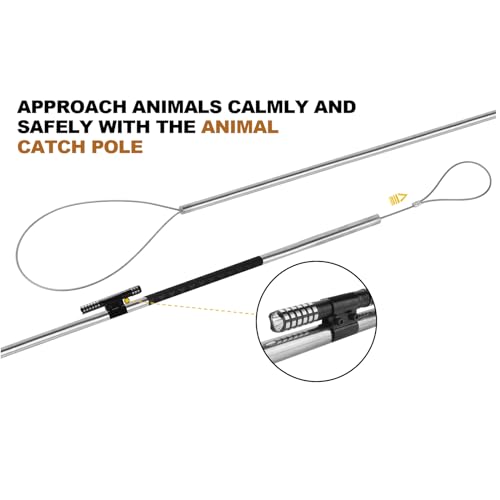 45"-59" Animal Control Pole Dog Catch Rod Noose Holder Tool for Medium Large Wildlife Handling Dogs Feral Cat Raccoons Hog Pig Fox Coyote Bulldog Wolf Goat - size: 59-inch