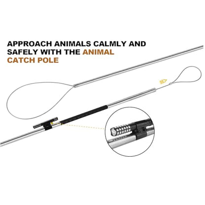45"-59" Animal Control Pole Dog Catch Rod Noose Holder Tool for Medium Large Wildlife Handling Dogs Feral Cat Raccoons Hog Pig Fox Coyote Bulldog Wolf Goat - size: 59-inch