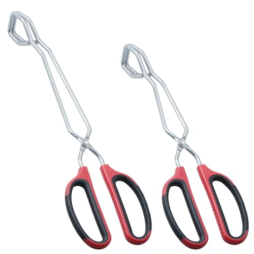 HINMAY Stainless Steel Scissor Tongs 11-Inch and 13-Inch Set, Set of 2 - size: 11-Inch + 13-Inch