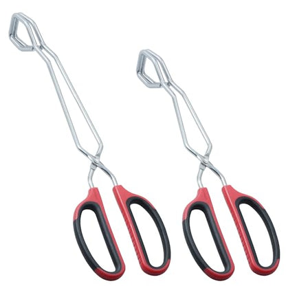 HINMAY Stainless Steel Scissor Tongs 11-Inch and 13-Inch Set, Set of 2 - size: 11-Inch + 13-Inch