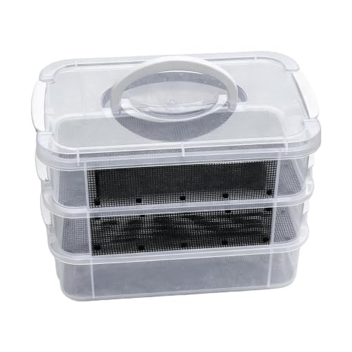 Mealworm Feeding Box Transparent Fine Mesh Breeding Habitat | Mealworm Box for Sugar Glider Reptile Bird Chicken Lizard Bearded Dragon Frog