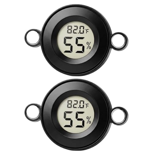 2PCS Magnetic Jumping Spider Enclosure Temperature and Humidity Monitor Digital Thermometer and Humidity Gauge for Reptile and Spider Tank Accessories (New Round)