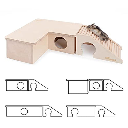 Niteangel Hamster House w/Climbing Ladder for Hamsters Gerbils Mice or Similar-Sized Pets (Trapezium-Shaped Hamster Hut)